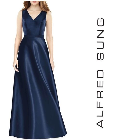Alfred Sung Sleeveless Sateen Gown - Picture 1 of 8